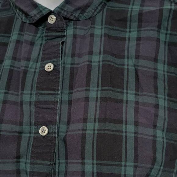 J Crew Perfect Fit Plaid Blue Green Button Down Long Sleeve Shirt Size 4 - Picture 2 of 3